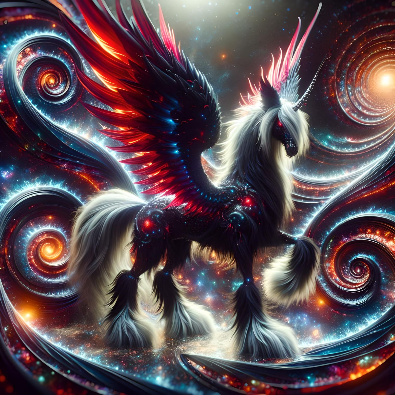 Gothic Dragon-Horse in Cosmic Landscape