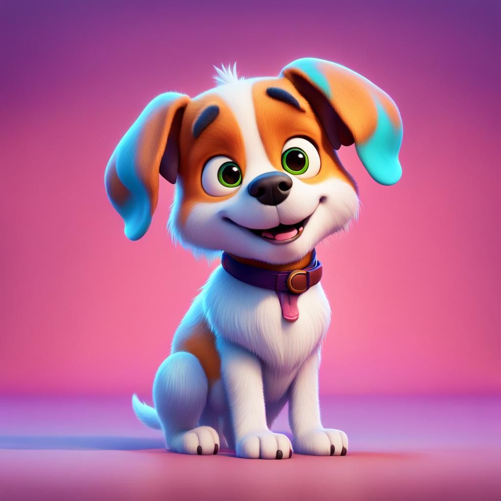 Cute Dog in Pixar Style 3D Digital Art