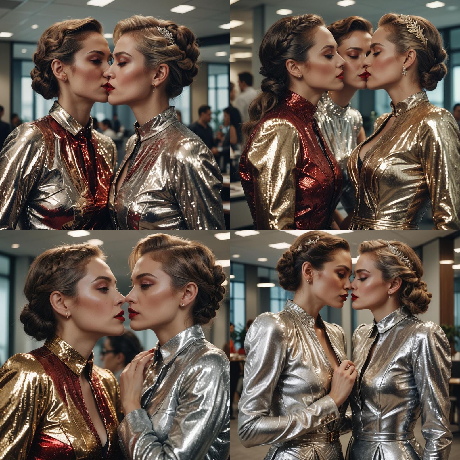 Passionate Kiss Between Two Queens in Corporate Office