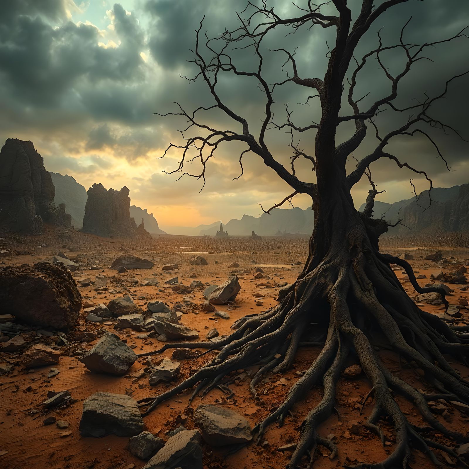 Hyperrealistic Earth Mourns Aloud: Cinematic Composition