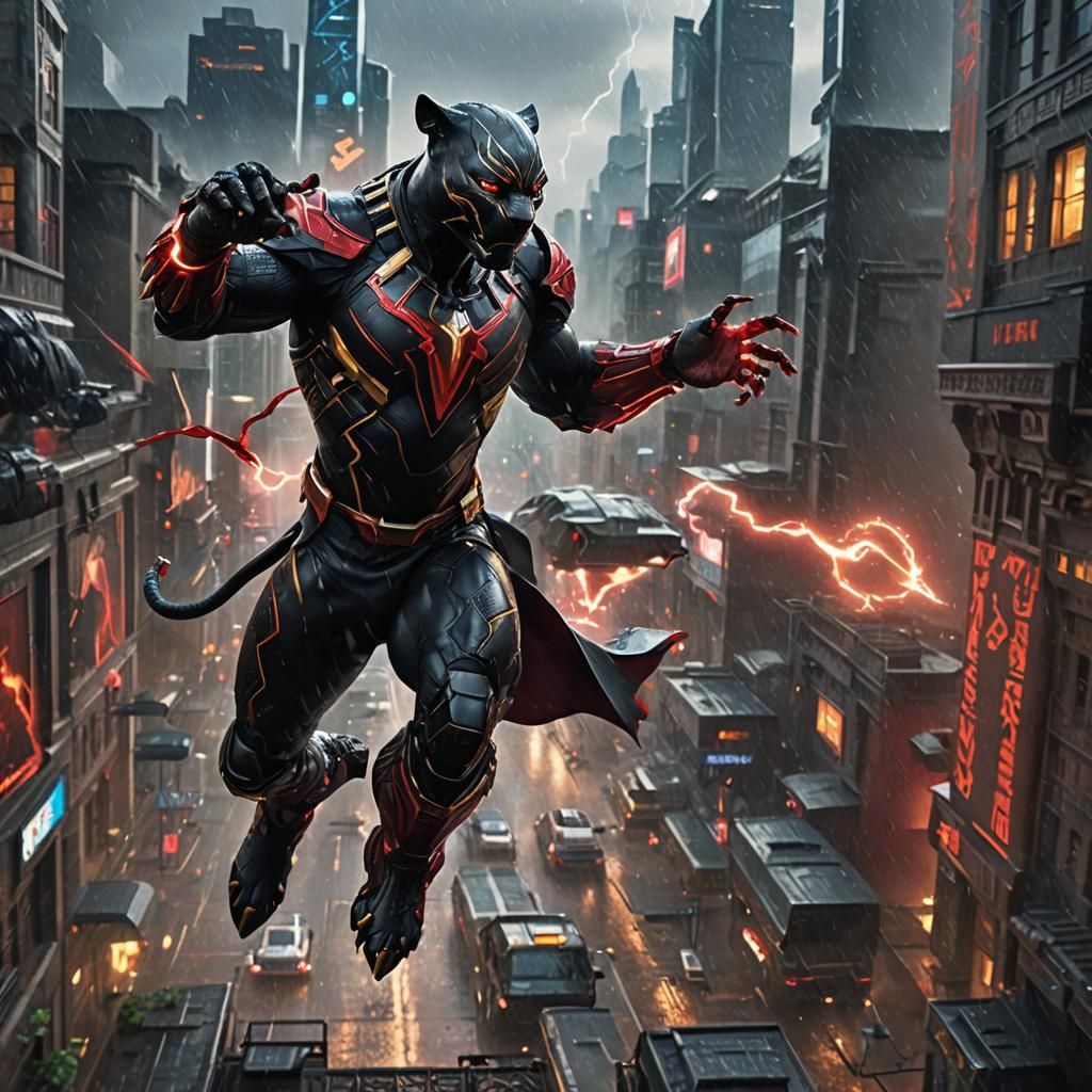 Futuristic Black Panther in Wakanda