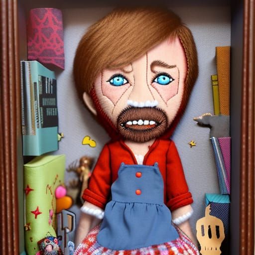 Chuck Norris Doll in Surreal Storybook Diorama