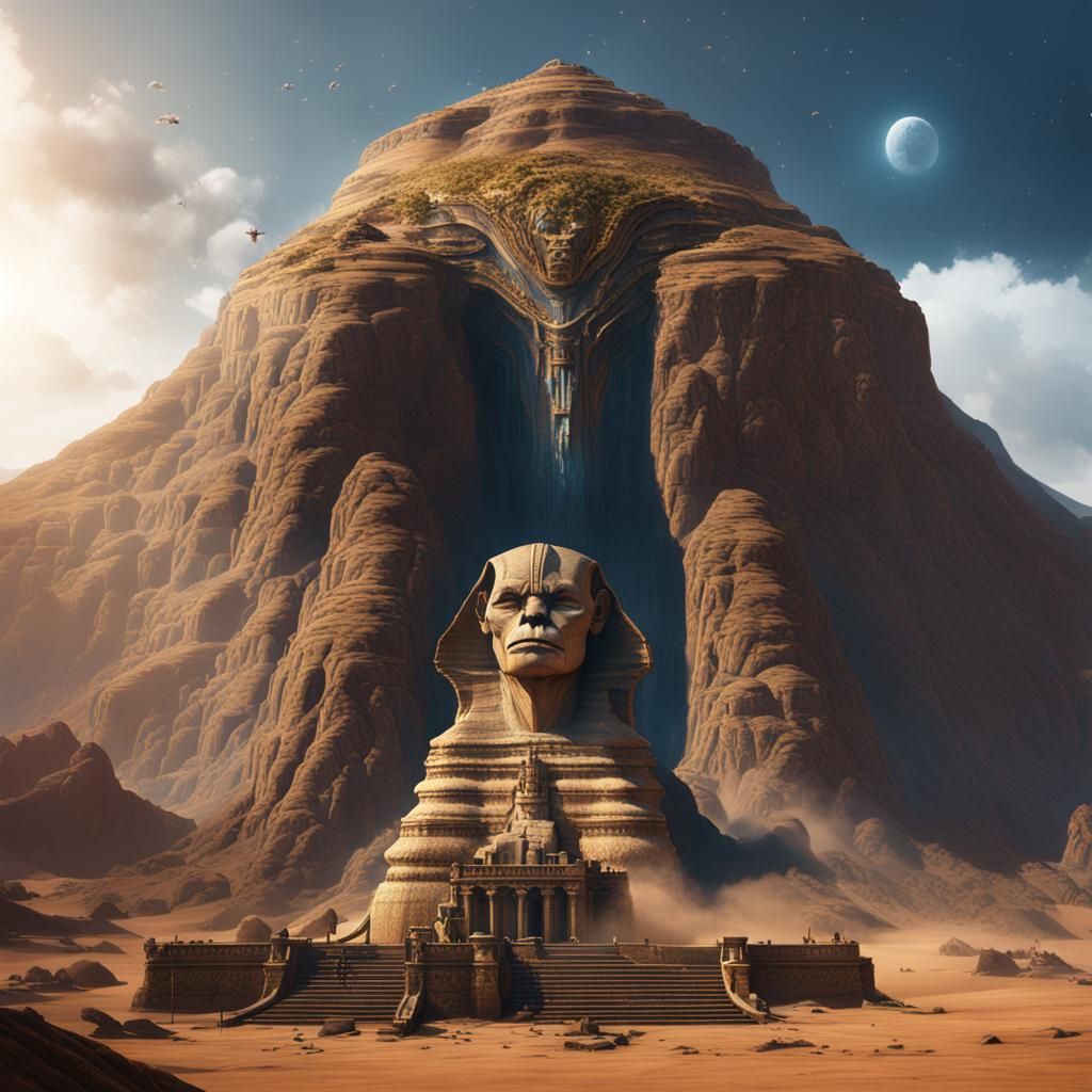 Detailed Matte Painting of Sphinx Nose Falling