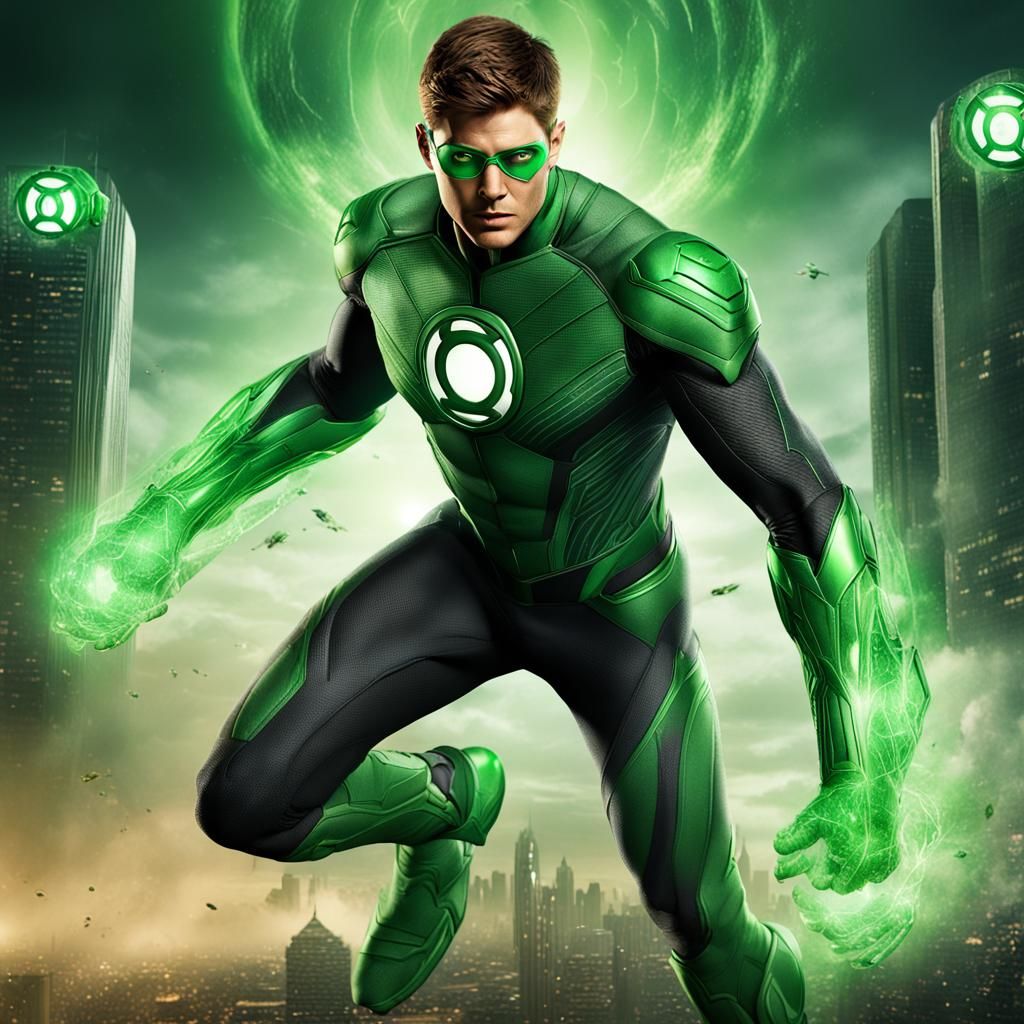 Jensen Ackles as Green Lantern: Hyperrealistic Full Body