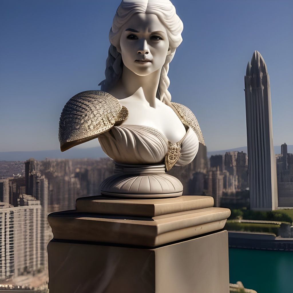 Marble Bust of a Beautiful Warrior Woman