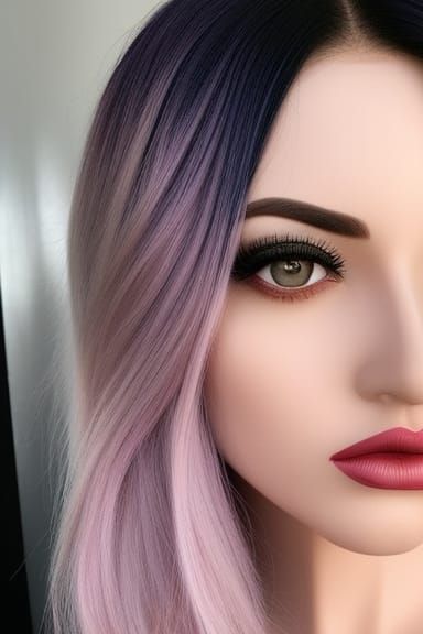 Woman with Violet Hair, Photorealistic Portrait