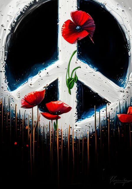 Poppy Peace Sign Graffiti Art in Splash Style