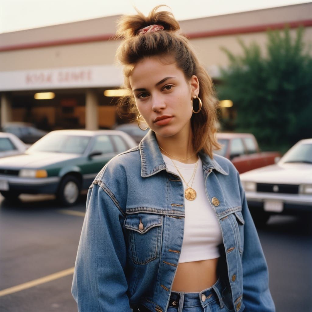 Young Woman Embodies 1990s Style in Analog Kodak Photograph