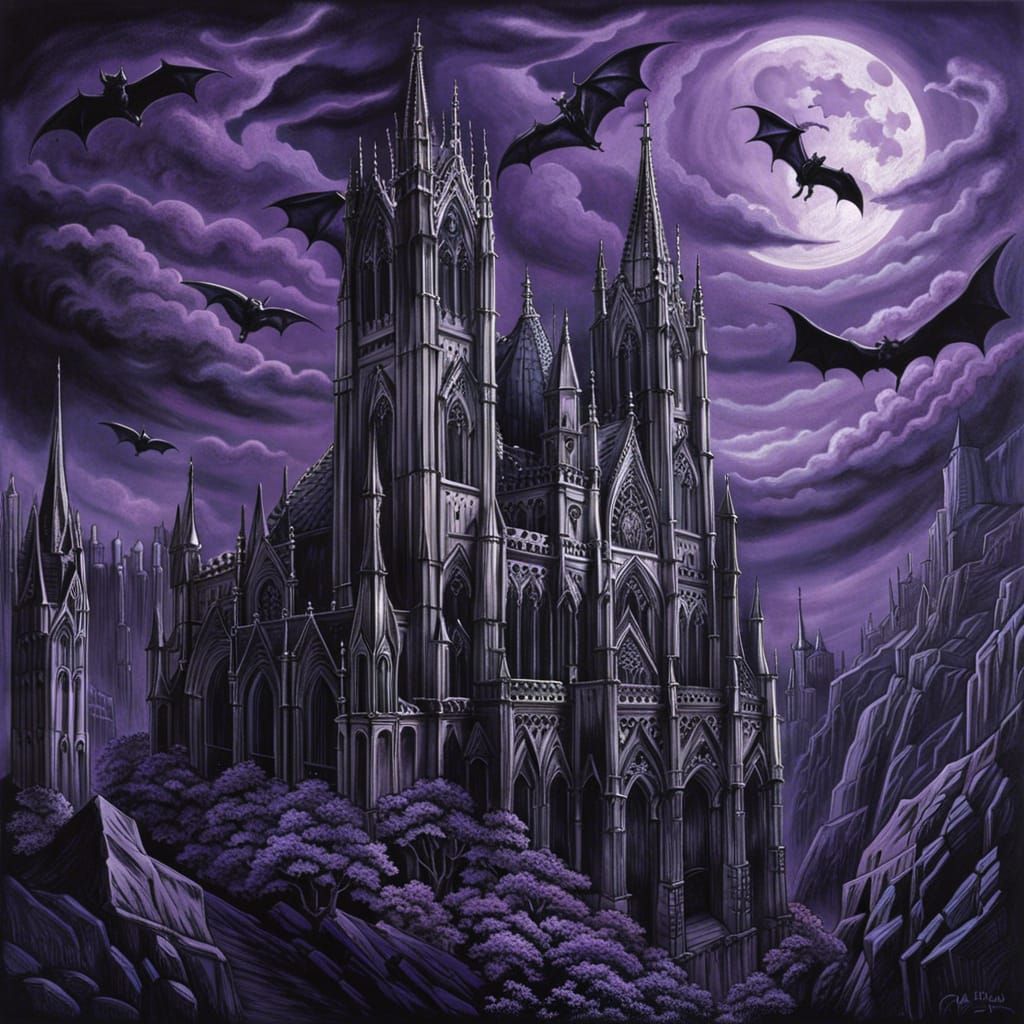 Eerie Gothic Cathedral Under Moonlight