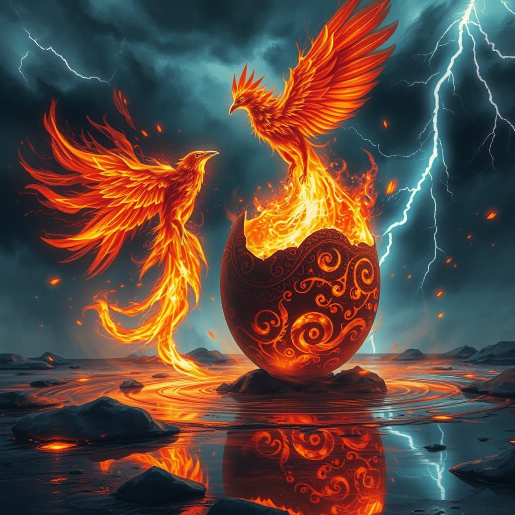 Ethereal Phoenix Ascends in Cosmic Blaze