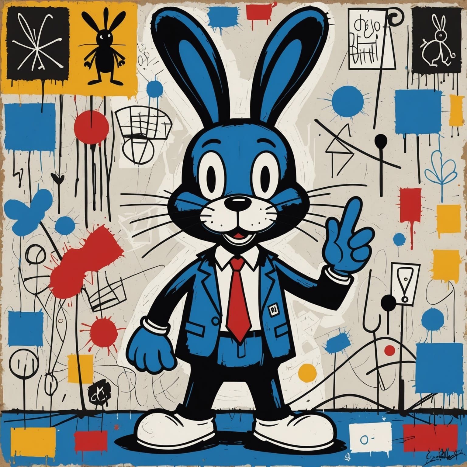 Oswald Rabbit in Basquiat Graffiti Style