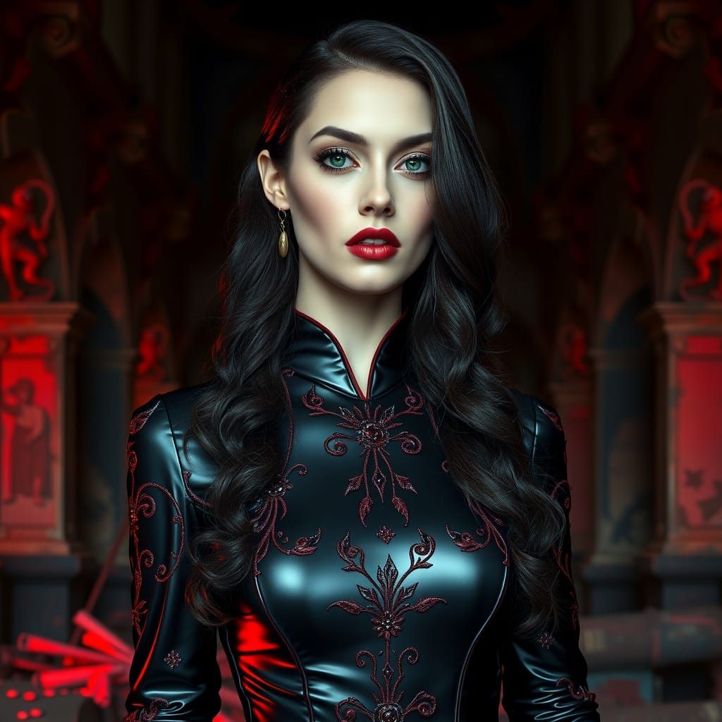 Ethereal Aristocrat in Crimson Twilight