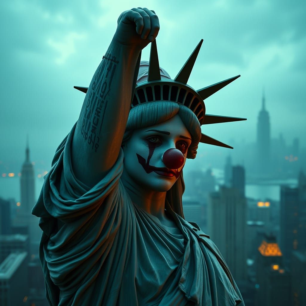 Statue of Liberty as Joker in Digital Art