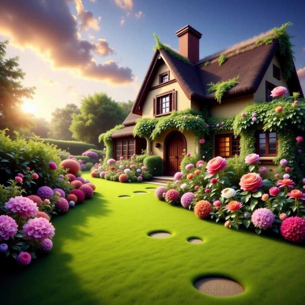 Dreamy English Cottage Garden with Roses