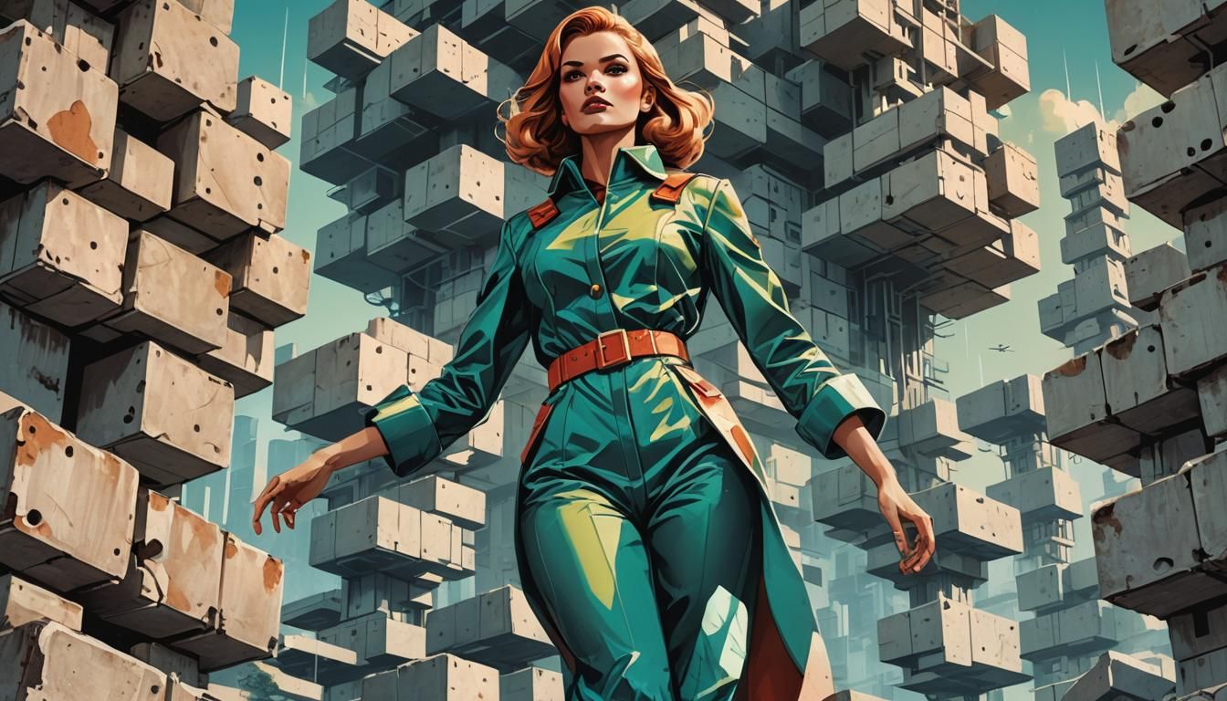 Retro Polish Comic Book Cover with Futuristic Girl