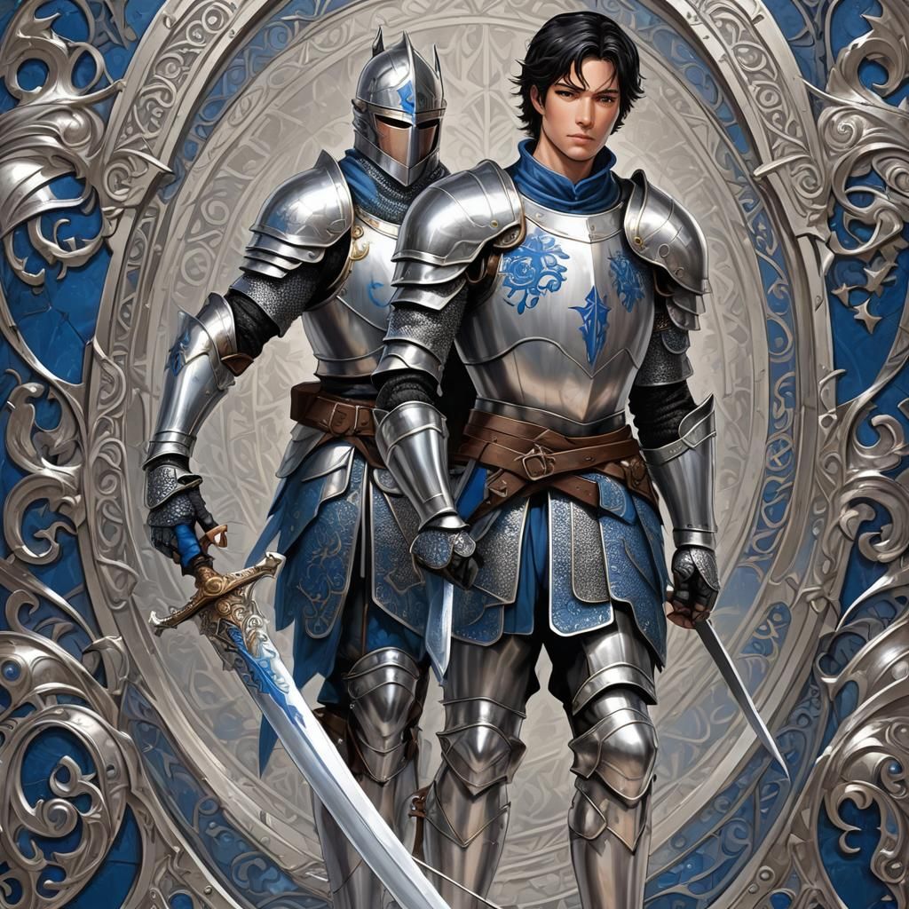 Brave Knight in Shining Armor with Blue Crest