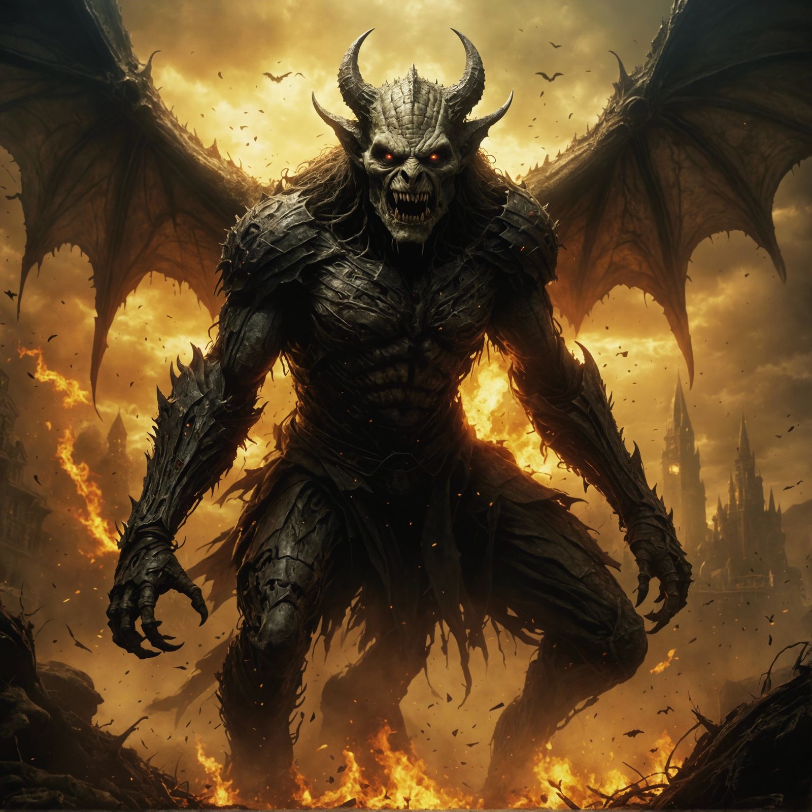 Sinister Gargoyle in Golden Hour, Fantasy Art