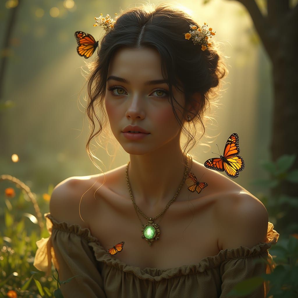 Enchanted Forest Goddess in Whimsical, Hyperrealistic Portra...