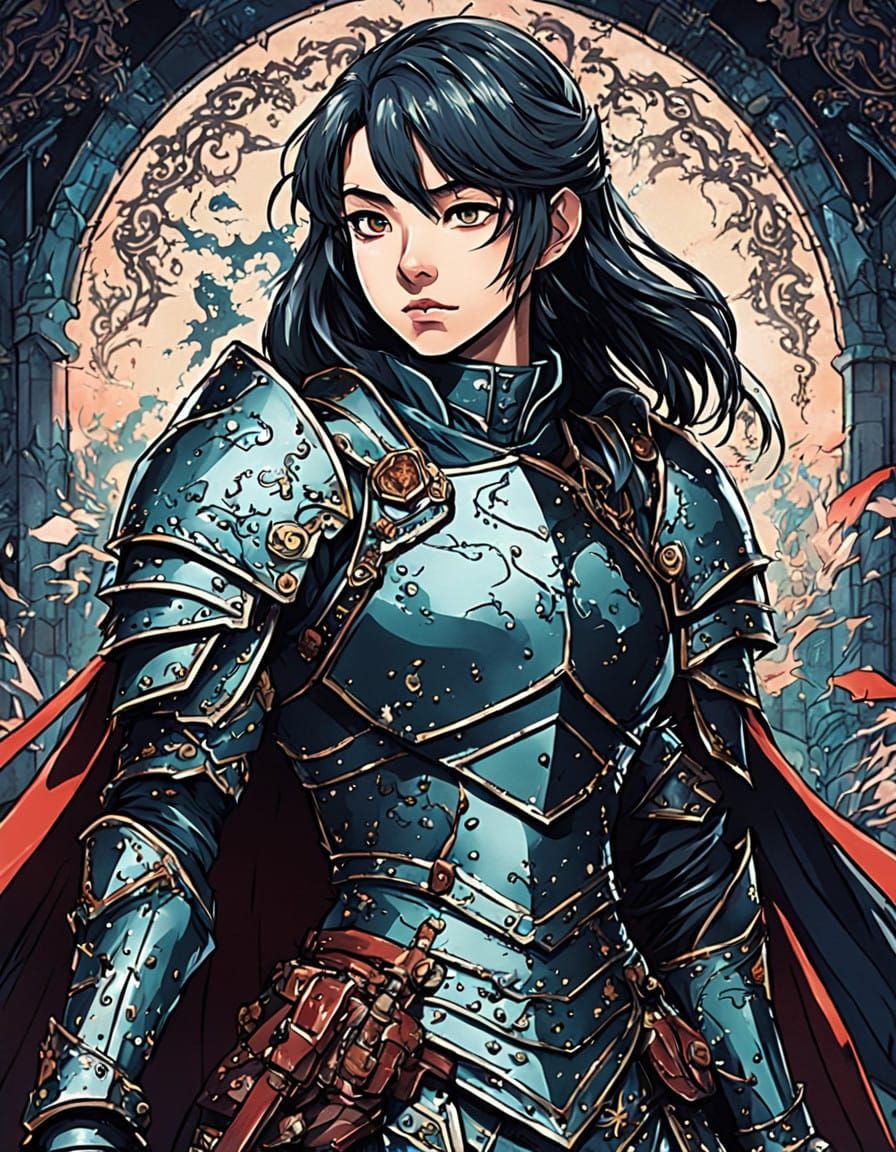 Cel-Shaded Girl in Dungeons and Dragons Armor