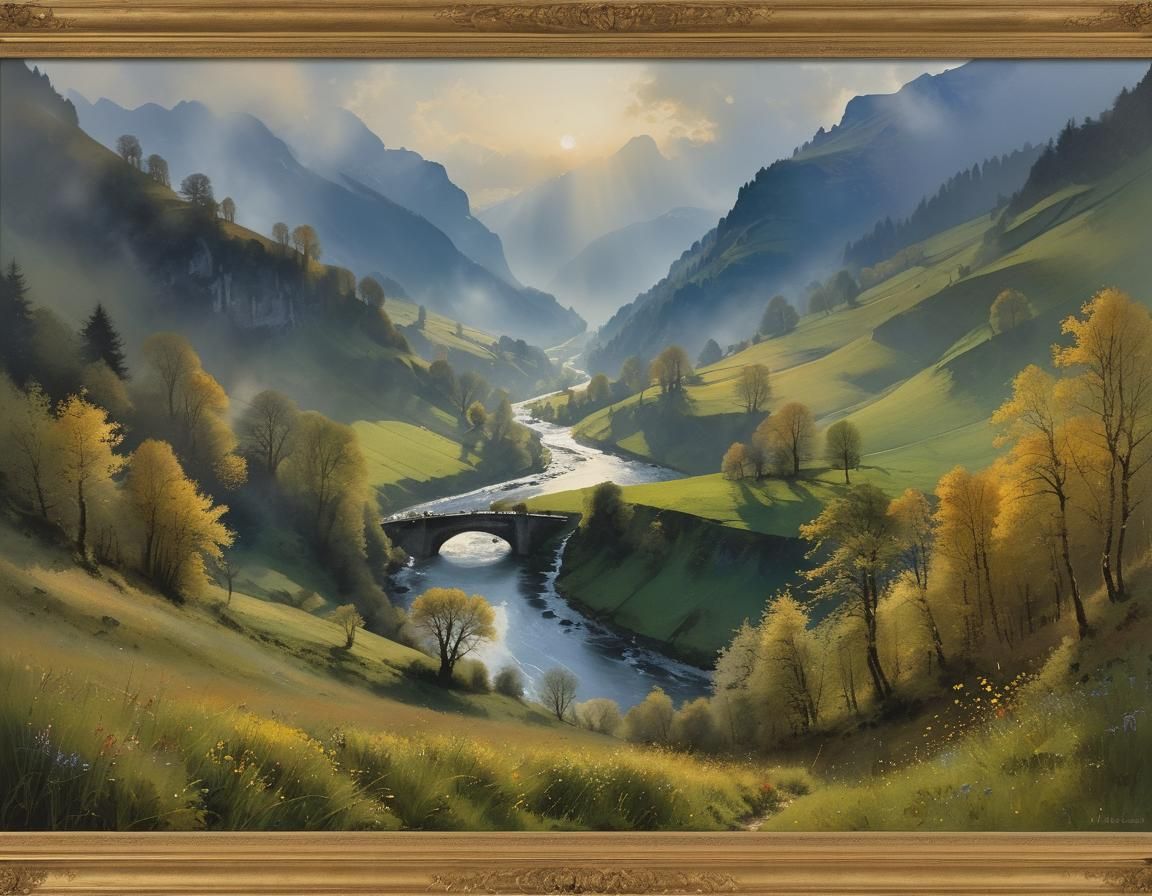 Bernese Oberland Gorge in Gentle Evening Light