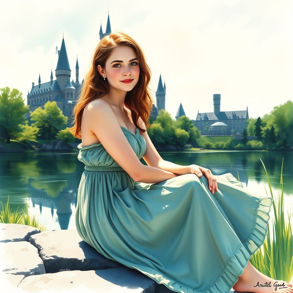 Pansy Parkinson at the Black Lake at Hogwarts