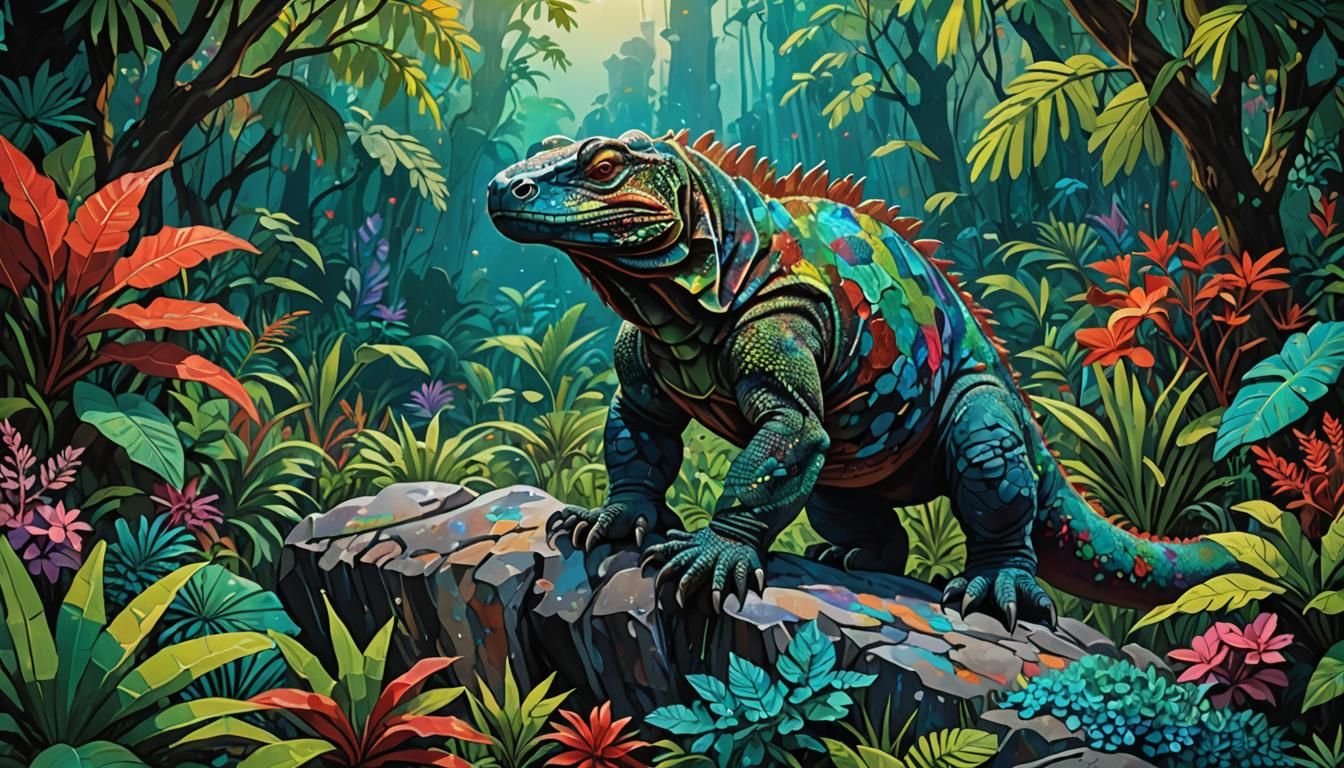 Komodo Dragon Rules a Mystical Jungle