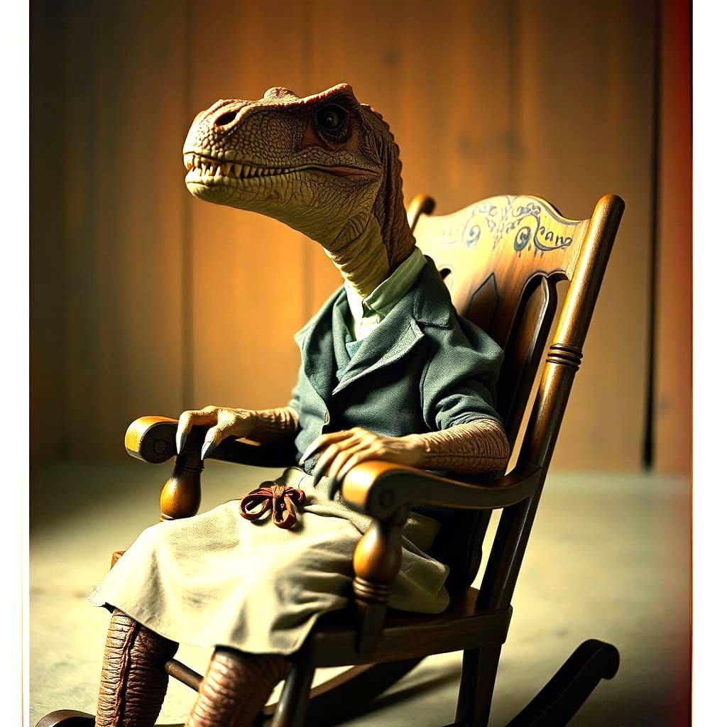 Dinosaur in Vintage Clothing with Cinematic Lighting