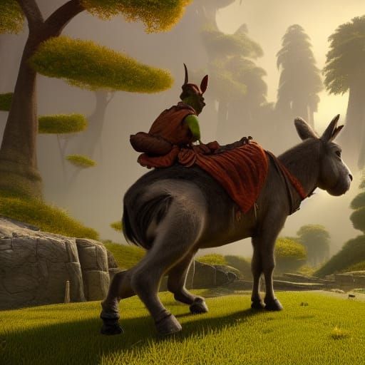 Shrek Rides Donkey: Detailed Matte Painting