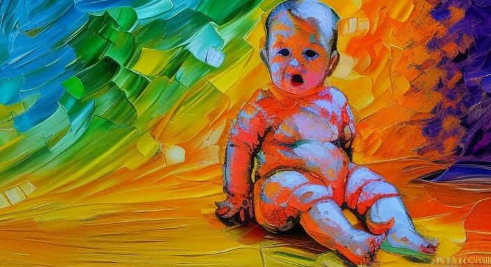 Colorful Baby Illustration in Expressionist Style