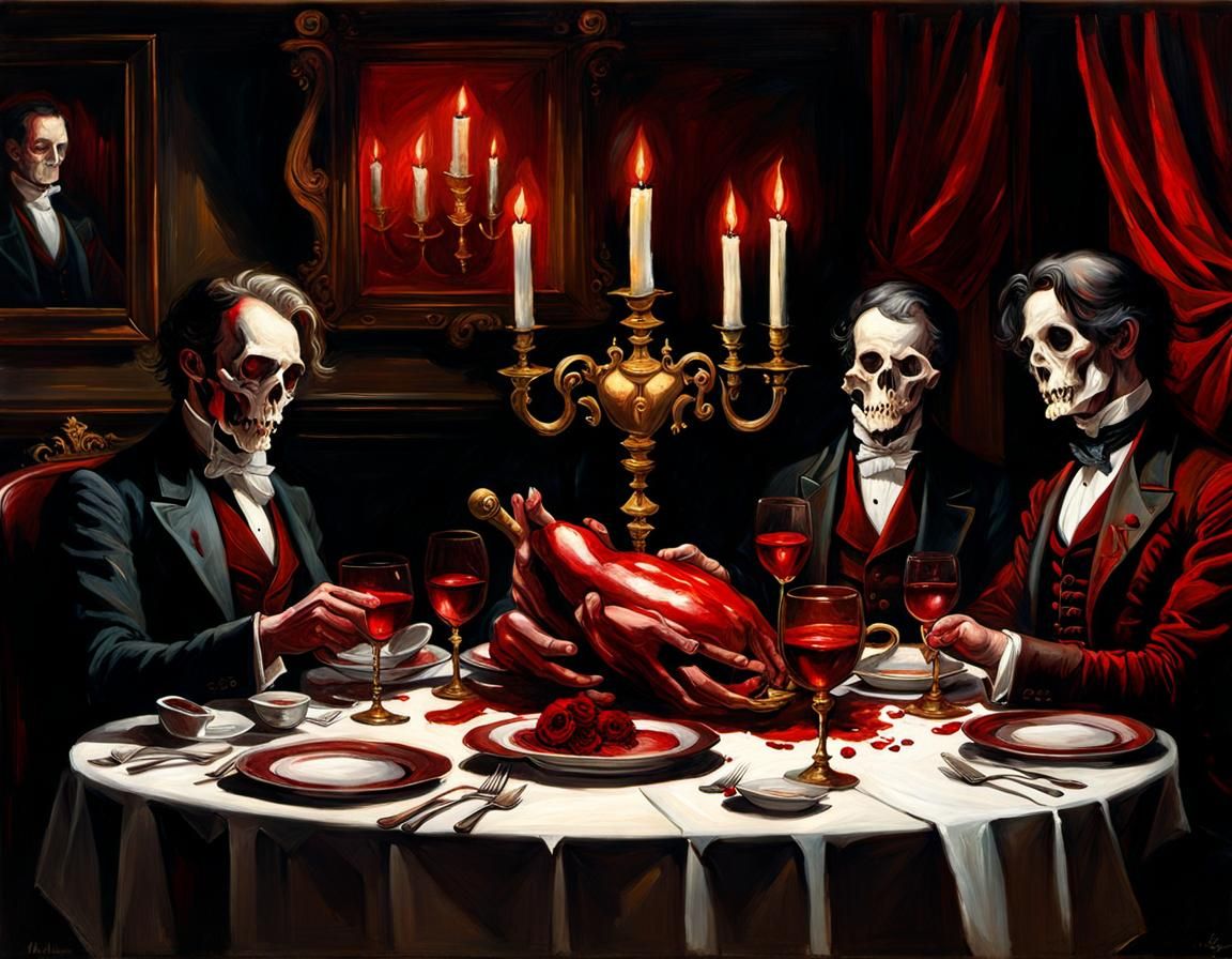 Decadent Victorian Dinner in Sensual Realism Style