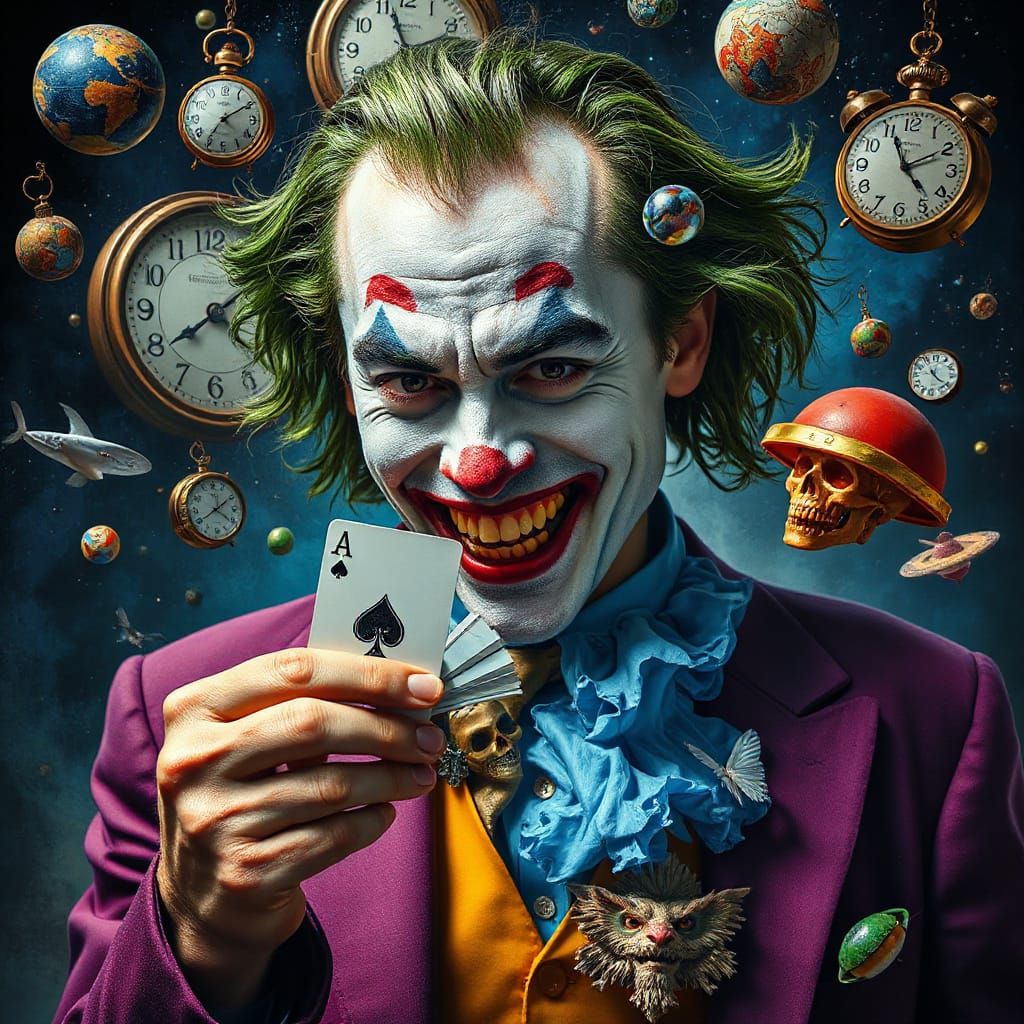 Joker as Architect of Absurdity, Surreal Liquid Portrait