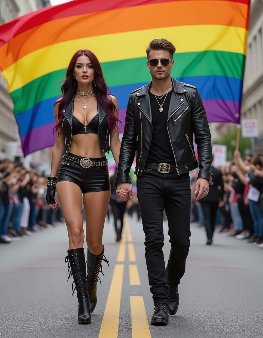 Goth Punk Couple at Pride Parade