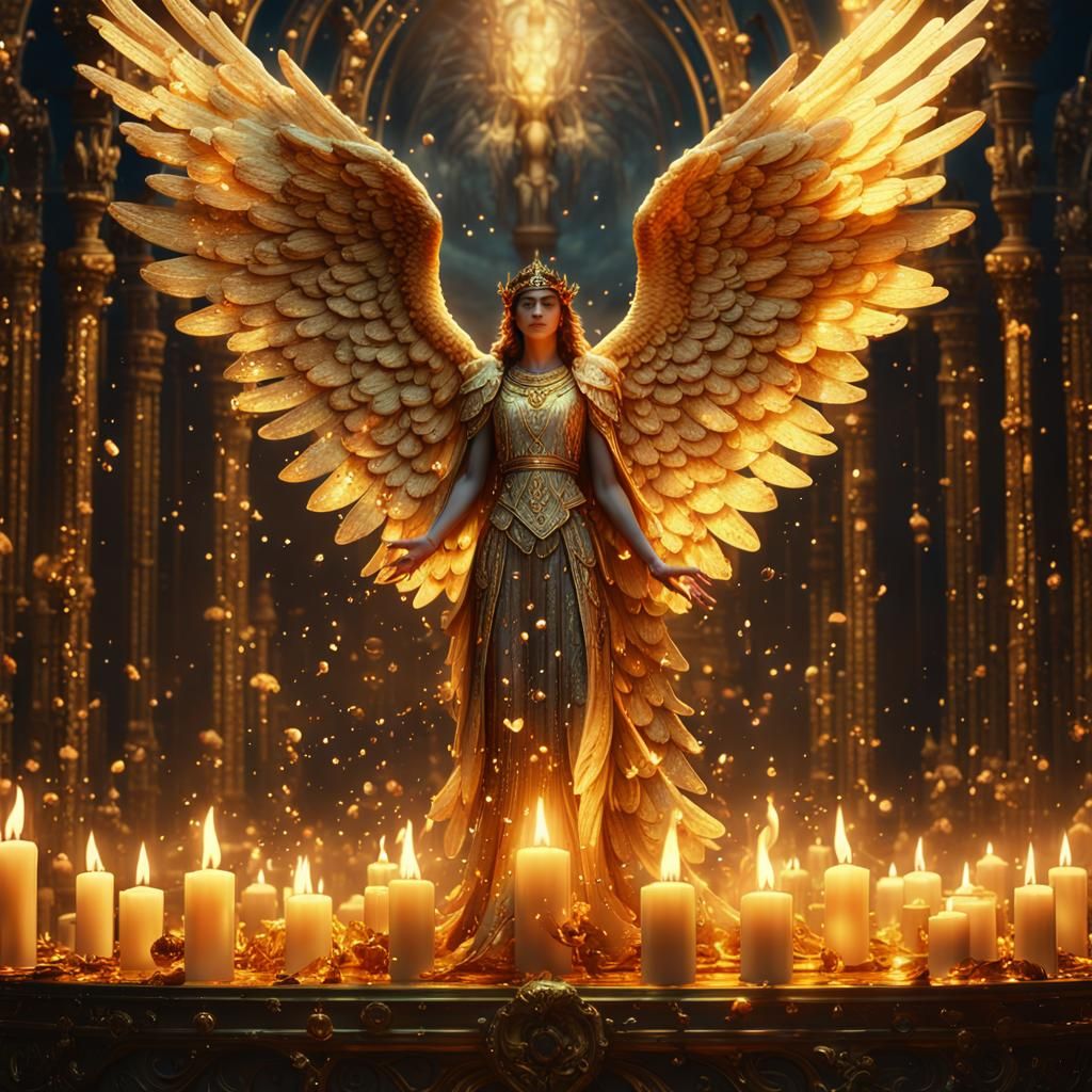 Golden Angel Surrounded by a Thousand Candles