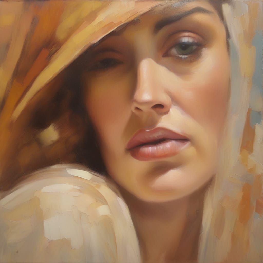 Abstract Face in Pastel Tones, Oil Painting