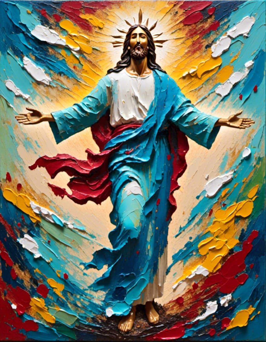 Compassionate Jesus Beckoning in Impasto Style