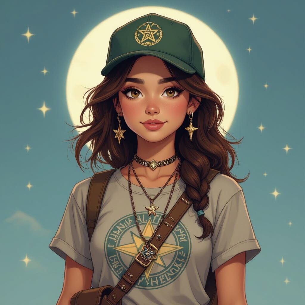 Mythological Fusion: Girl with Celestial Adornments