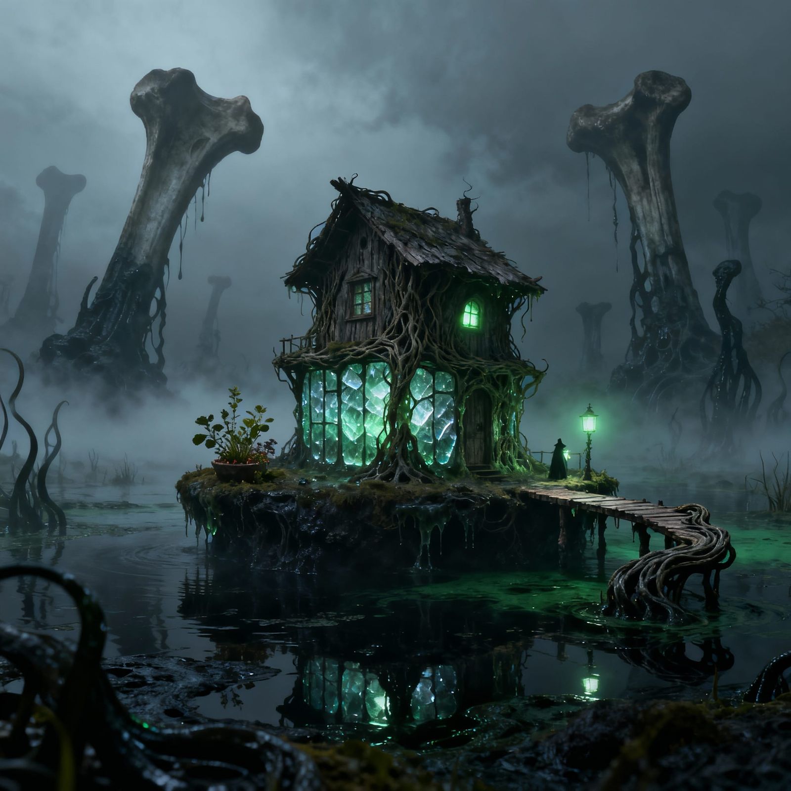 Eerie Floating Island in Ooze Swamp, Druid Hut Dwelling