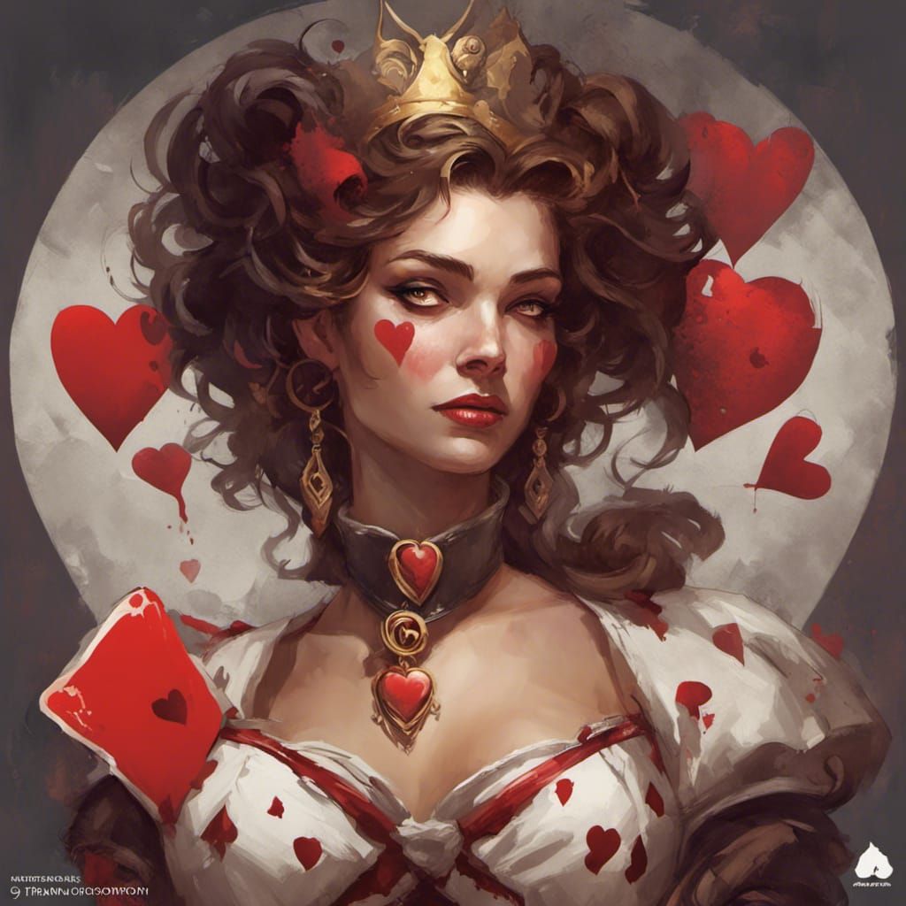 Romantic Queen of Hearts Portrait in Fantasy Style