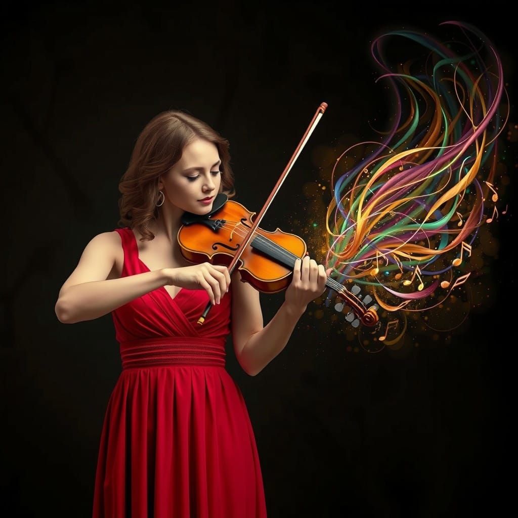 Enchanted Violinist in Vibrant Dreamscape