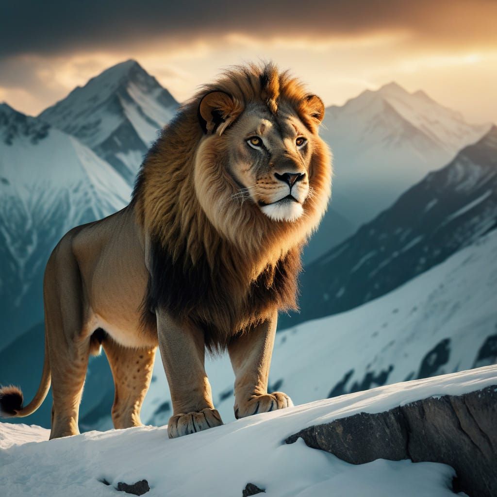 Regal Lion Ready for Thrilling Snowboarding Adventure in Cin...