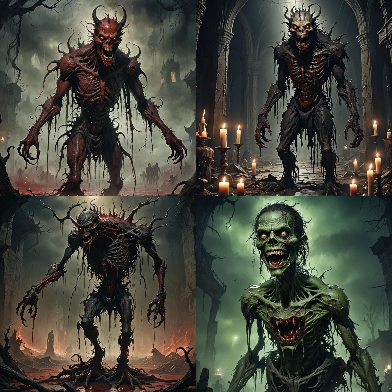 Horror Monster with Human Face and Cracked Body