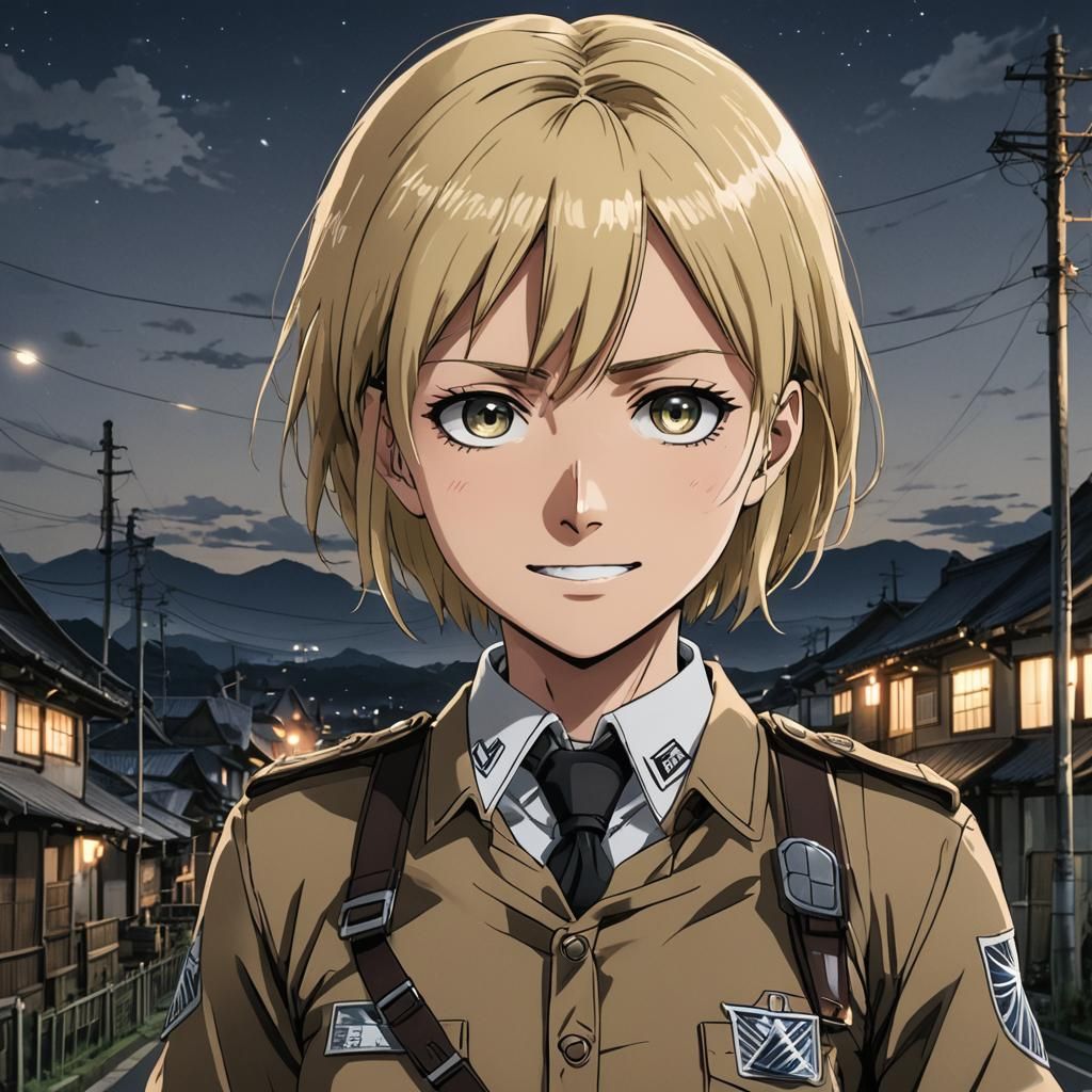 Anime-Style Portrait of Soldier at Night