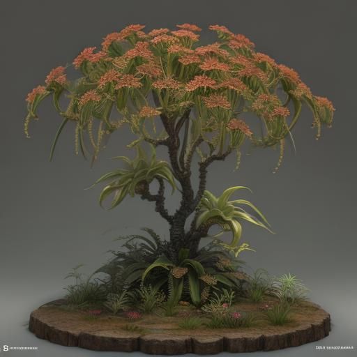 Red Sundew Carnivorous Plant in Rembrandt Render Style