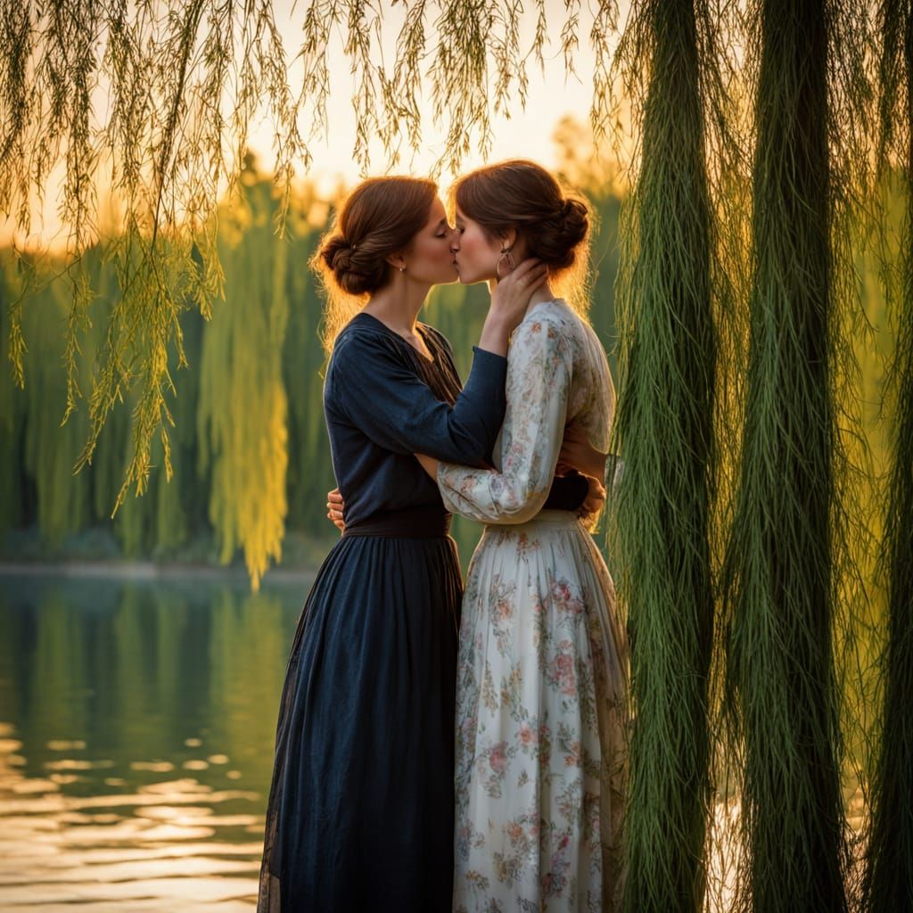 Soft Focus Romance Under a Willow