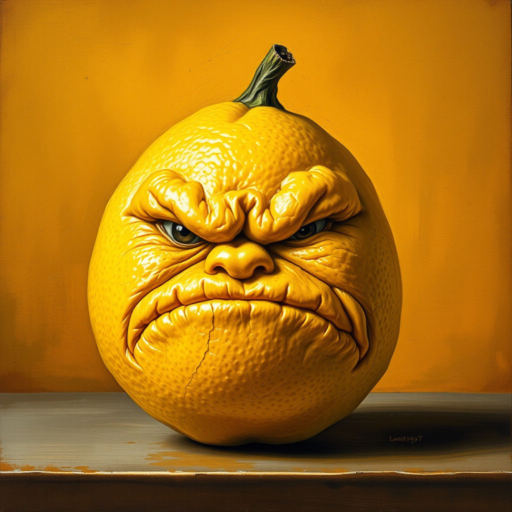 Grumpy Lemon in Dutch Still Life Style