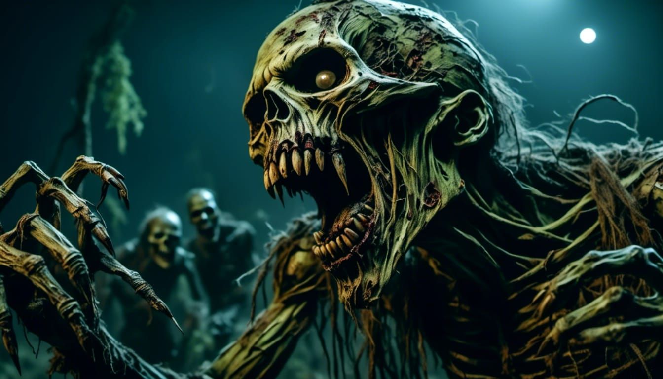 Rotten Undead Creeper Zombie Horde in Farm Horror Style