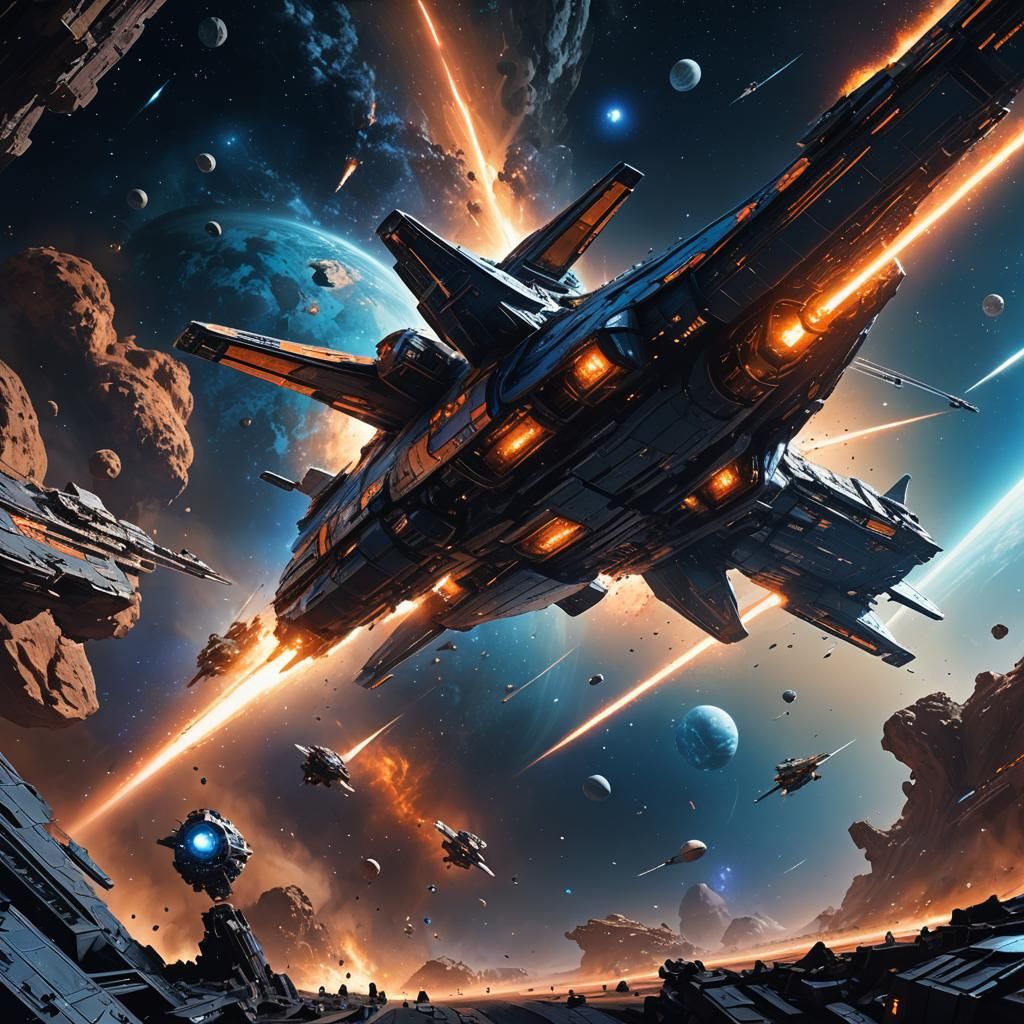 Gigantic Battleship in Deep Space: Digital Matte Painting