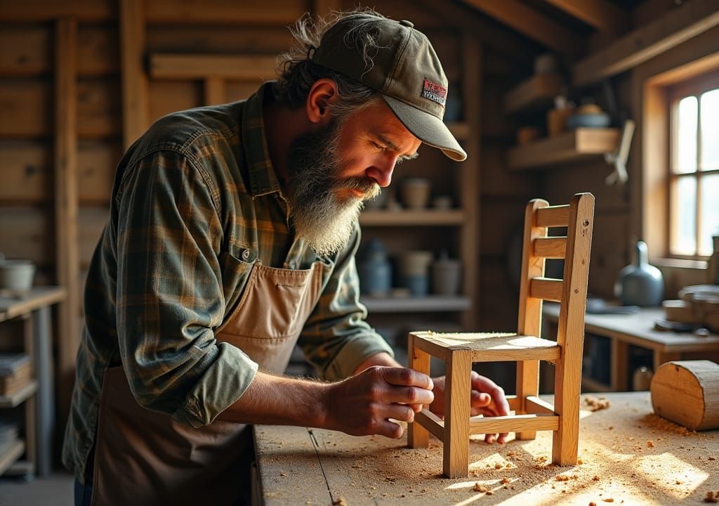 Woodworker's Workshop: Crafting a Chair in Realistic Style