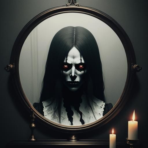 Dark Surrealism: Distorted Reflection in Candlelight