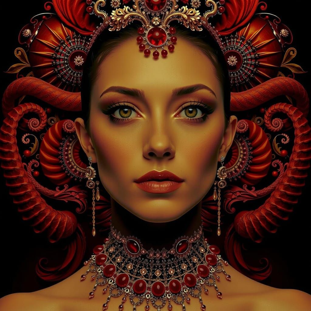 Abstract Swirling Red Forms in Dynamic Motion